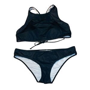 Rachel Roy Black Bikini, 2 piece Swimsuit, strappy, XL